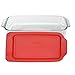 Pyrex Basics 3 Quart Glass Oblong Baking Dish with Red Plastic Lid, Lasagna Pan, Includes Bamboo Hot Pad By Andalus