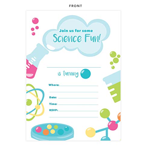 Science 1 Happy Birthday Invitations Invite Cards (25 Count) With Envelopes & Seal Stickers Vinyl Girls Boys Kids Party