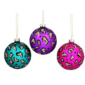 Gisela Graham – Kerstbal/bal – luipaard set van 3