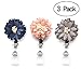Retractable Badge Holder 3Pack, Kolss ID Badge Reel with Alligator Clip, Nurse Badge Holder with Daisy(Multiple)