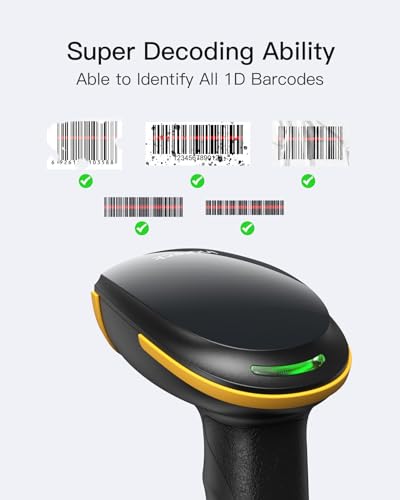 Inateck BCST-21 Wireless 1D Barcode Reader, 3 in 1 Barcode Shower Compatible with Bluetooth and 2.4GHz Wireless and USB Wired, 2000mAh with APP and SDK, for Android iOS PC, BCST-21