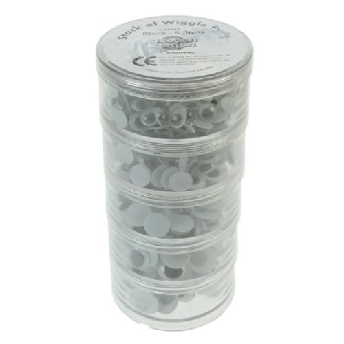 Creation Station CT1397 5-Stack of Wiggle Eyes 5 Sizes, Pack of 560, Black, Assorted
