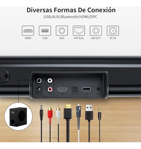 AUDISHAKO Barra de Sonido para TV Juegos de PC, Soundbar Subwoofer 5.1 Teatro En Casa Bass Boost Bluetooth 5.3, HDMI ARC/AUX, Control Remoto,Home Theater TV 5.1 BM-880