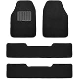 FH Group F14406BLACK 3 Row Premium Carpet Floor Mats with Drivers Heel Pad for SUVs and Minivans Black