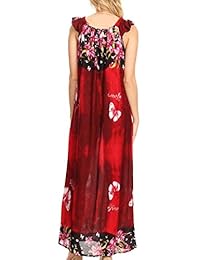 Sakkas Abby - Vestido largo con hombros descubiertos para mujer, diseño floral y elástico