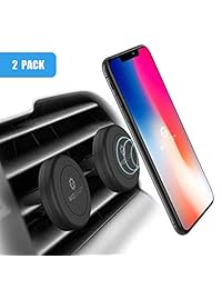 Soporte magnético WizGear (paquete de 2 unidades). Soporte magnético universal para portateléfono que se coloca en la ventilación, para celulares y minitablets con tecnología Fast Swift-Snap, con 4 placas de metal