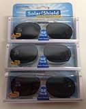 3 SOLAR SHIELD Clip-on Polarized Sunglasses 52 Rec 2 Black Full Frame NEW