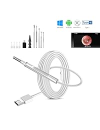 Oreja USB Otoscope, GEECR Upgrade 0.169 in de diámetro cámara digital con 6 LED ajustables, herramienta de limpieza de oídos para dispositivos Android y Windows y MAC PC