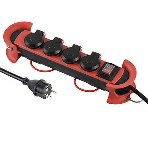 Außen Steckdosenleiste Mehrfachsteckdose 5m | Schuko Steckdose Outdoor Garten Camping | 4-fach Schukosteckdosen…