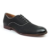 Ferro Aldo Round Toe Black Men's Dress Shoes Lace up Denim Friendly Block Heel Modern Mfa139255