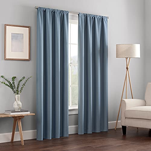 ECLIPSE Kendall Modern Blackout Thermal Rod Pocket Window Curtain for Bedroom or Living Room (1 Panel), 42 x 54, Slate