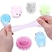 Satisfaction1 Blue Slime Birthday Fluffy Putty,Charms Cotton Candy Cake Scented Non-Sticky ,DIY Stuff Stress Relief Toys 5oz for Girls and Boys Gift(4pcs Squishy Toys Include）