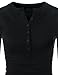 Womens Fitted Tee Henley Neck Long Sleeve Cotton Tshirts BLACK US S(Tag size M)