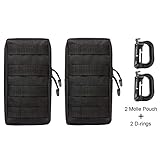Molle Pouch Tactical Attachments Backpack Accessories EDC Pouches Compact Multi-purpose Water resistant Military Utility Gadget Gear Hanging Waist Bags for Hiking Camping Car Cycling 2 pack + 2 D-ring