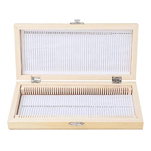 50PCS Prepared Microscope Slides Glass Specimens with Wooden Slide Storage Box for Biology Slice Collection