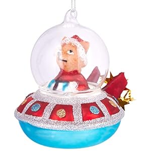 Grappige kerstal: Ufo met Kerstmannetje – 10 cm