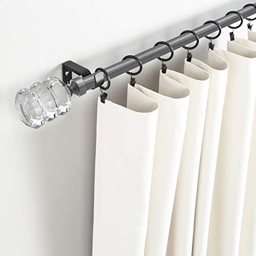Sheffield Home, AMG, and Enchante Accessories, 3 Ring Crystal Curtain Rod, 36 to 66-Inch, Pewter - Thumbnail 4