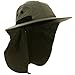 MG Nylon Juniper 4 Panel Safari Wide Brim Flap Cap Hat (Olive)