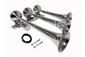 Viking Horns | 3 Trumpet Air Horn (Chrome) | Super Loud | Train Sound - [V1007]