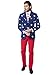 OPPOSUITS Men American Flag Suit - USA Outfit for the 4th of July with Red White and Blue Jacket, Pants and Tie