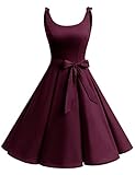 Bbonlinedress 1950's Bowknot Vintage Retro Polka Dot Rockabilly Swing Dress Burgundy S