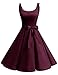 Bbonlinedress 1950's Bowknot Vintage Retro Polka Dot Rockabilly Swing Dress Burgundy S
