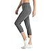 YIDAINLINE Women's Yoga Capris Pants Tummy Control Workout Running Yoga Capris Leggings(X-Large,Light Gray)