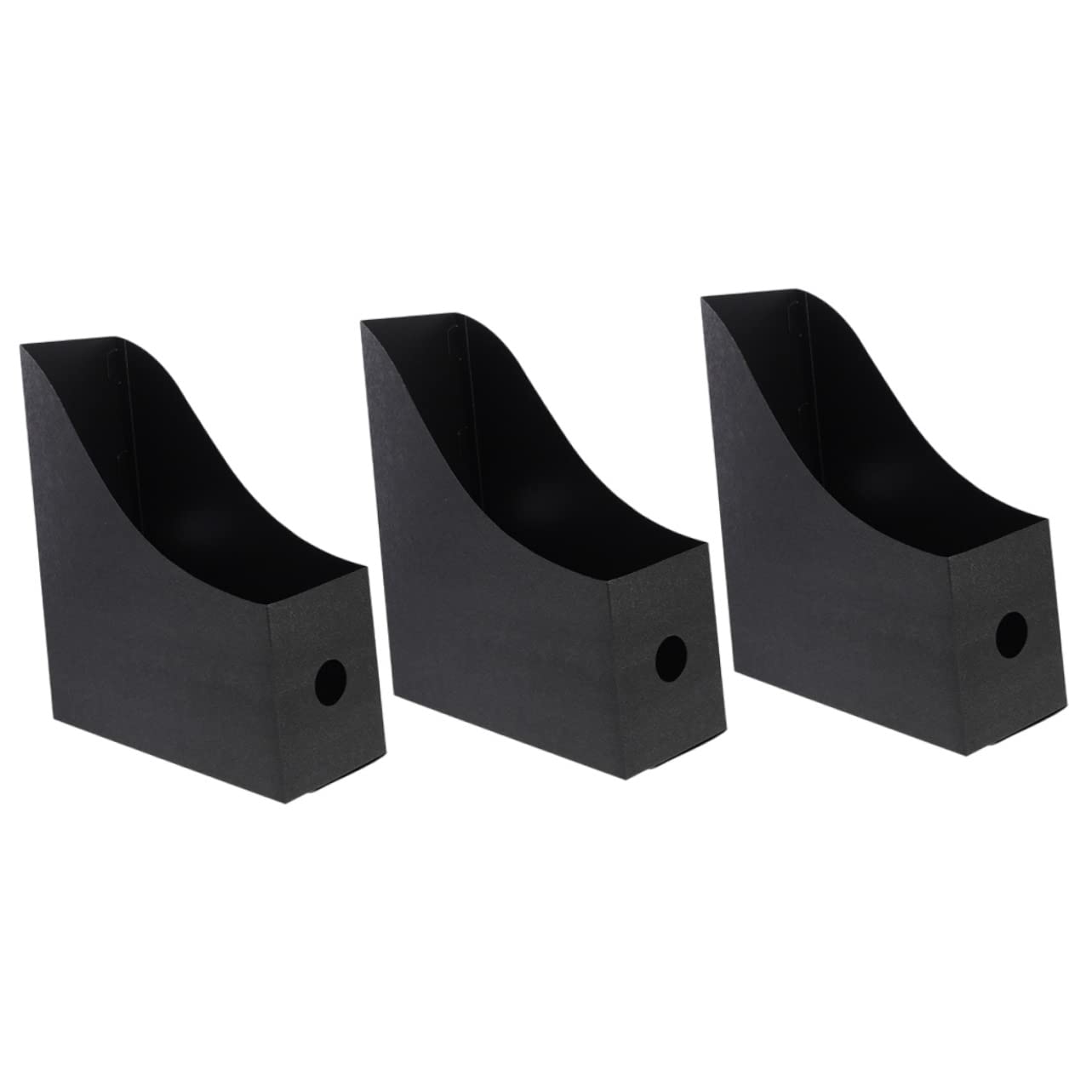 STOBOK 3pcs File Storage Box Plastic Document Holder Standup Desks for Office Upright Magazine Holder Binder Storage Rack for Desk Black PP