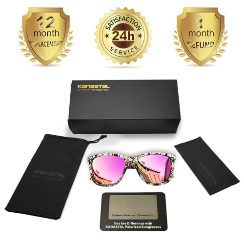 KANASTAL Women's Men's Polarized Sunglasses UV400 Protection Square Retro Classic Vintage Sunglasses for Beach Travel Fishing