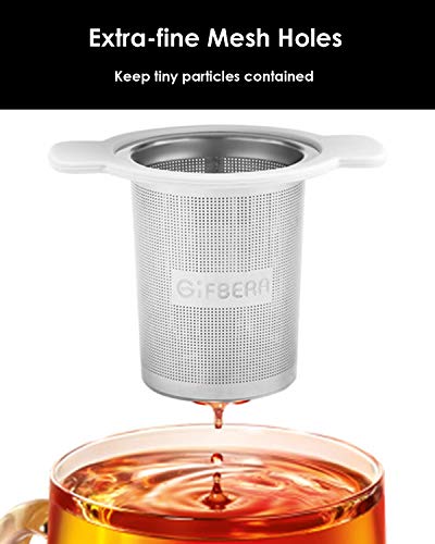 Gifbera Extra Fine Mesh Tea Infuser Basket Fits Standard Cups Mugs Teapots - Perfect Stainless Steel Tea Strainer for Brewing Loose Leaf Tea