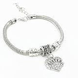 Susenstone®Shiny Crystal Rhinestone Heart Sister Charm Bangle Bracelet