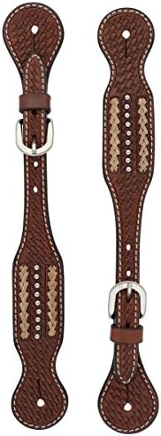 Turquoise Cross Basket Weave with Rawhide Accent Men's Spur Straps
