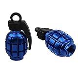 Ularmo 2PCS Grenade Alloy Valve Caps Dust Covers Bike Bicycle MTB BMX Car (blue)