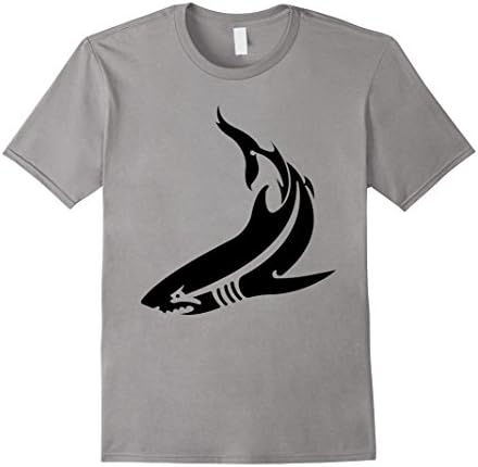 Men's Black Tribal Art Animal Shark T-shirt XL Slate