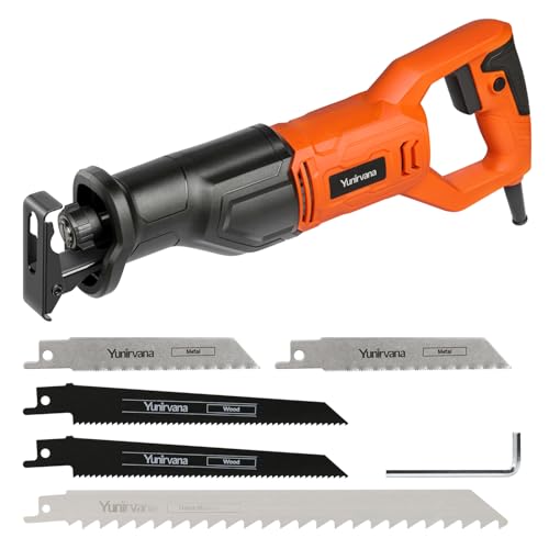 120V Reciprocating Saw, 6.0 Amp Variable Speed Corded Reciprocating Saw with 4/5" Stroke Length, 3000 SPM and 4-1/2" Max for Wood, Metal, PVC Pipe Cutting