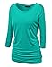 Made By Johnny MBJ WT822 Womens 3/4 Sleeve with Drape Top XXL Jade