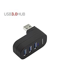 Sudroid Yuanxin   Hub de 3 puertos USB 3.0 giratorio (90° 180°, giratorio), Negro