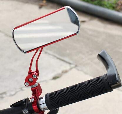 Easyinsmile Bike Mirror Adjustable 360°Rotation Back Rearview Mirror A Pair of Handlebar Wide Angle Aluminum Alloy Bicycle Mirror for Mountain Bike，Electric Bike，Cycling，Motorcycle (Silver and red) - Thumbnail 4
