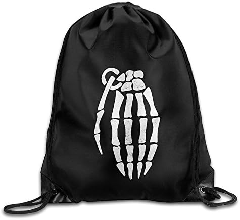 Gym Drawstring Bag Skeleton Hand Grenade Halloween Spooky Backpack Bag