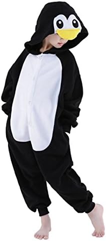 Famycos Halloween Costumes Pyjamas Unisex Animal Cosplay Onesie for All Family Black Penguin Kids-6