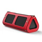 MoKo Carrying Case for OontZ Angle 3XL, Portable Bluetooth Speaker Cover PU Leather Protective Bag Sleeve Skins, with Holding Strap & Carabiner, Red