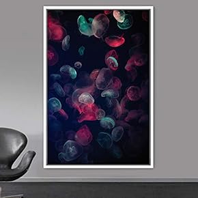 signwin Framed Canvas Wall Art Jellyfish Bedroom Colorful...