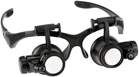 Binxin Professional Magnifying Glasses with LED Light - Magnification 10X 15X 20X 25X - Double Eyes Magnifying Loupe - For Watch Jewelry Repair Miniature Engraving