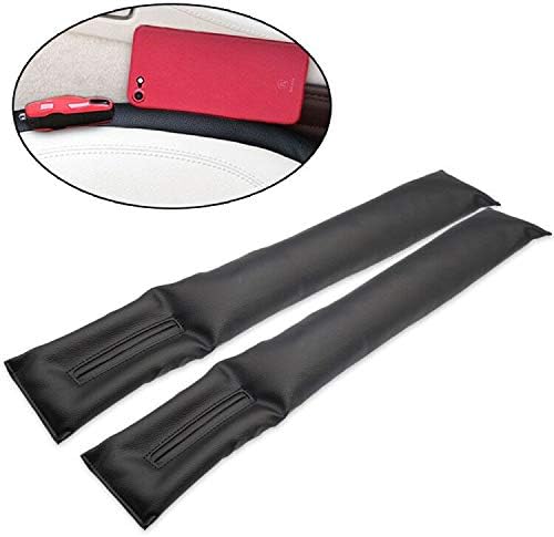 Songwin Stop Falling–PU Faux Leather Car Seat Crevice Gap Filler Slot Plug Cover Pad For Universal Fit Compatible with BMW M Sport Tech Performance Power and other vehicles Black (Black).