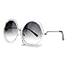 Avant Garde Double Circle Frame Round Designer Fashion Retro Sunglasses Silver Smoke