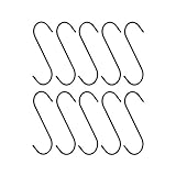10pc Heavy-Duty 5" Steel S-Hooks Rust-Resistant Black Oxide Finish - Great for Hanging Plants