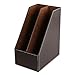 KINGFOM Wooden Leatherette Desktop File Folder Organizer and Document File Stand Journals Magazine Rack 2 Slots (brown)