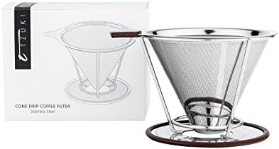 Tzuki Pour Over Coffee Dripper Permanent Coffee Filter Cone - Stainless Steel Detachable Mesh Funnel Strainer
