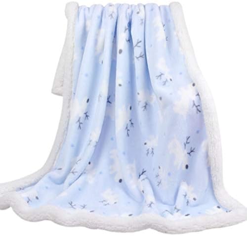 Oraunent Winter Flannel Swaddle Blankets Cartoon Printed Baby Blanket Thickened Warmth Blue