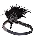 Vijiv Vintage Silver Beaded 20s Headpiece 1920s Gatsby Flapper Headband Feather